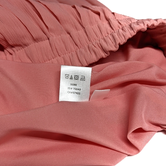 LOFT Mini Skirt Coral XXS pleats flowy sheer light weight dressy elastic waist - Picture 6 of 14